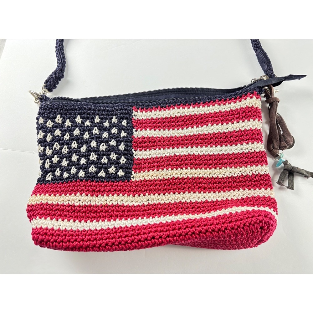 The Sak American Flag Crochet Crossbody Boho Festival Bag Patriotic USA Purse - Picture 3 of 13